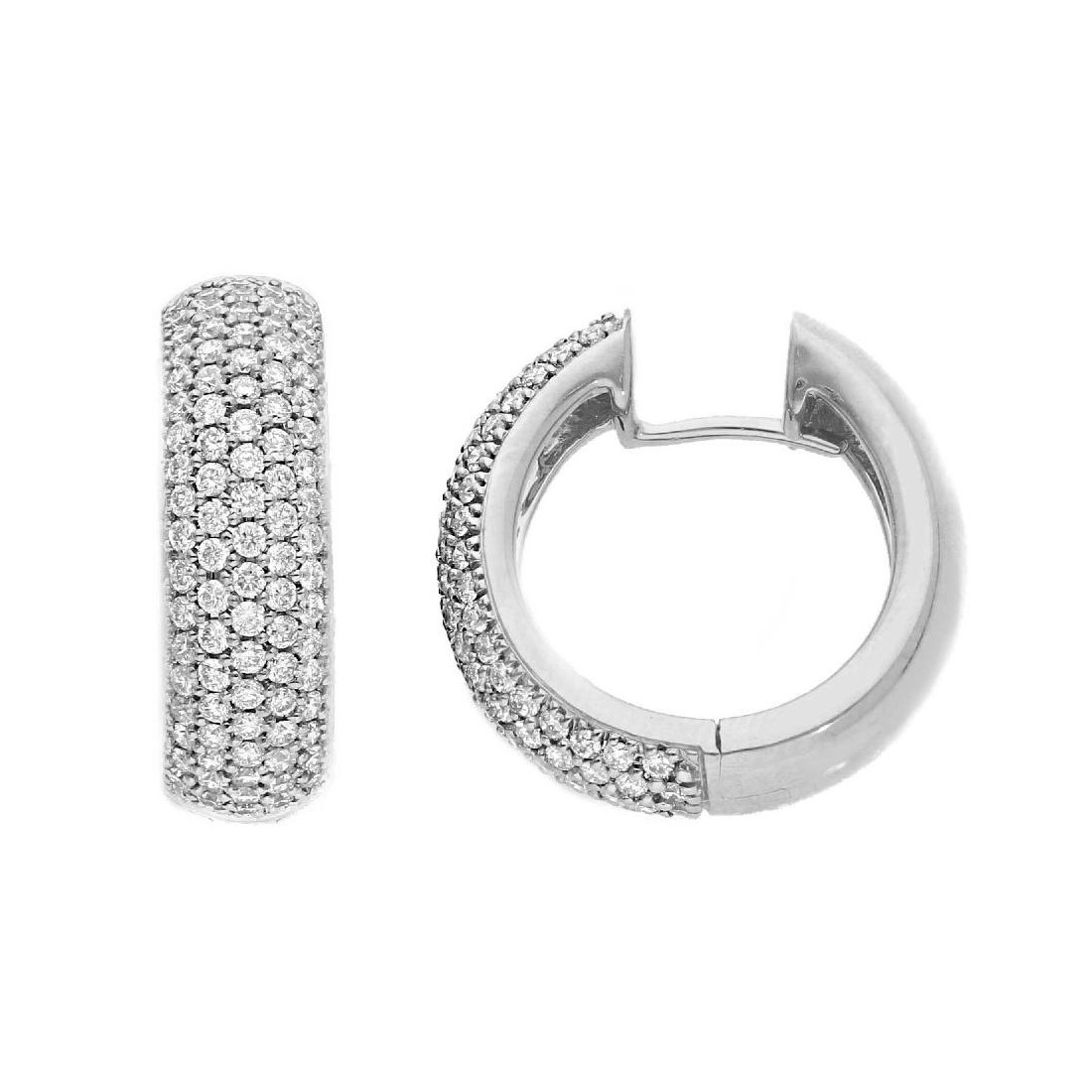 Orecchini cerchio in oro bianco 750/ooo con diamante naturale