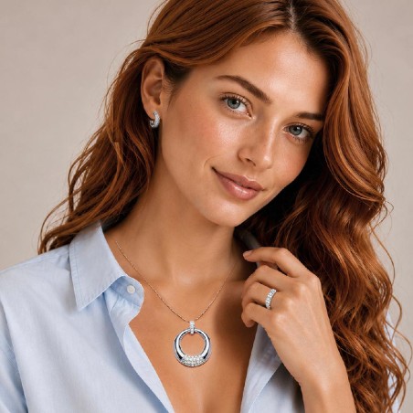Orecchini cerchio in oro bianco 750/ooo con diamante naturale