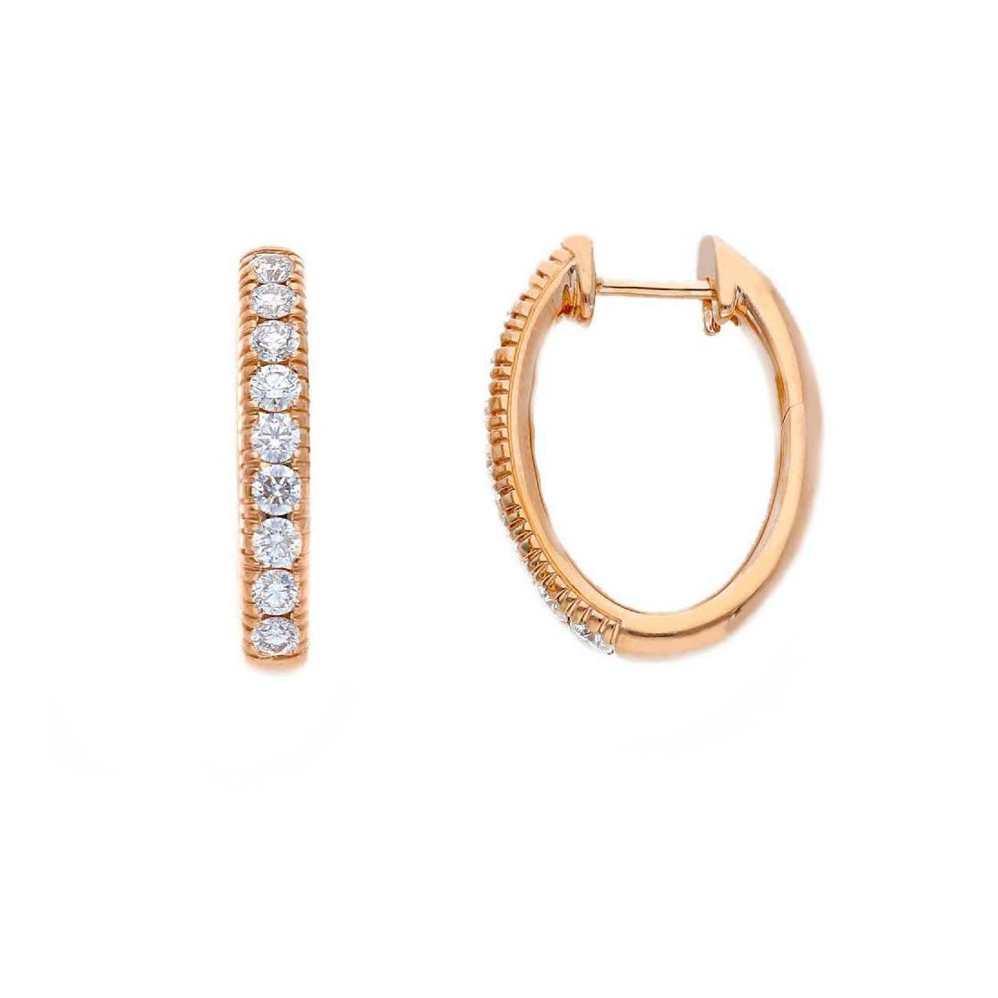 Orecchini cerchio in oro rosa 750/ooo con diamante naturale