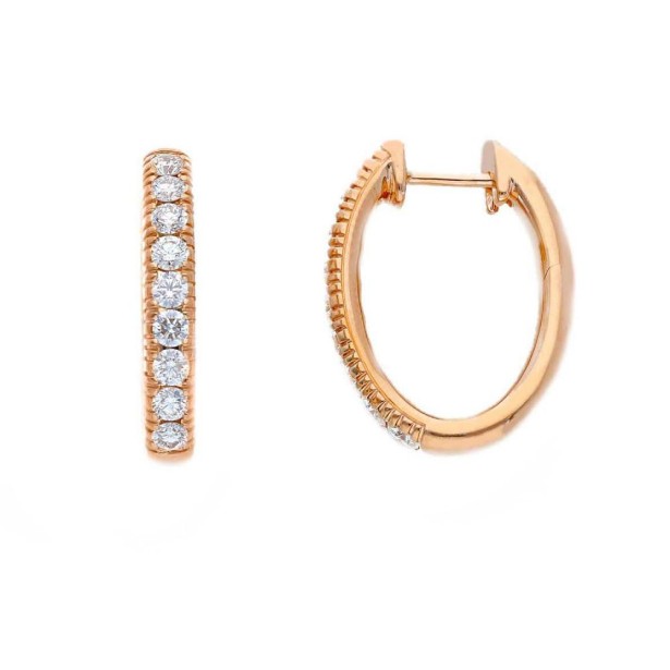 Orecchini cerchio in oro rosa 750/ooo con diamante naturale