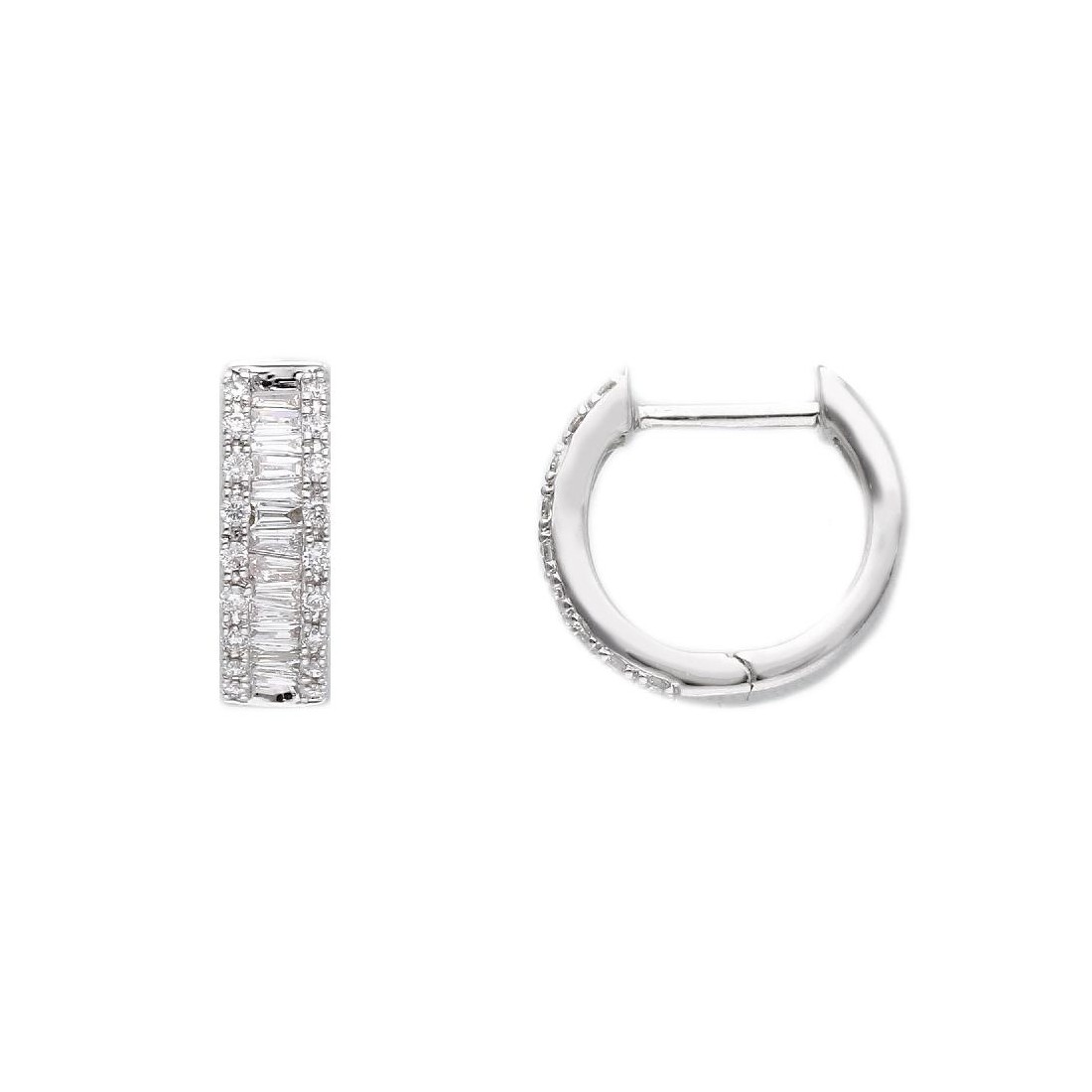 Orecchini cerchio in oro bianco 750/ooo con diamante naturale