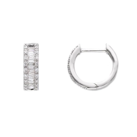 Orecchini cerchio in oro bianco 750/ooo con diamante naturale