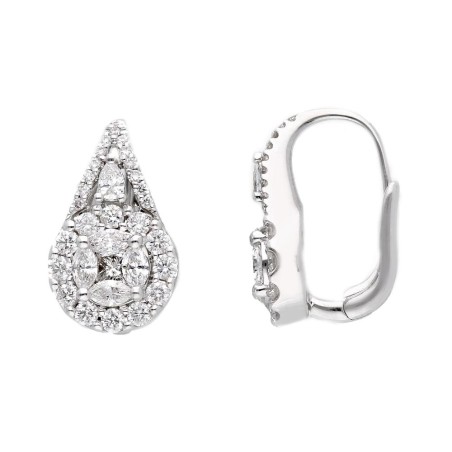 Orecchini monachella in oro bianco 750/ooo con diamante naturale