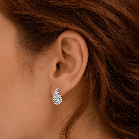 Orecchini monachella in oro bianco 750/ooo con diamante naturale