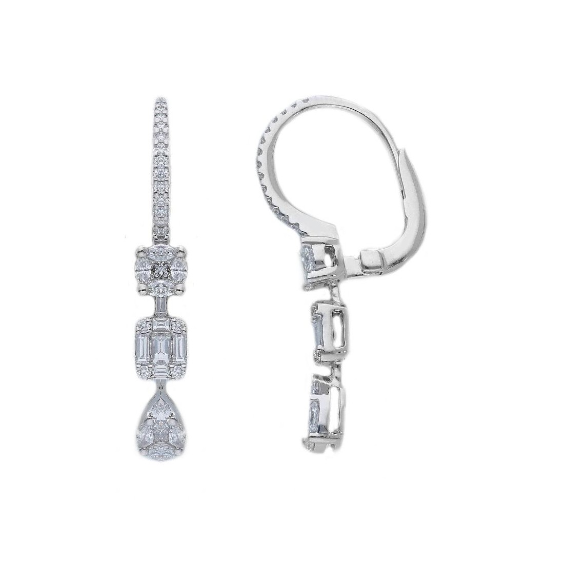 Orecchini pendenti in oro bianco 750/ooo con diamanti naturali