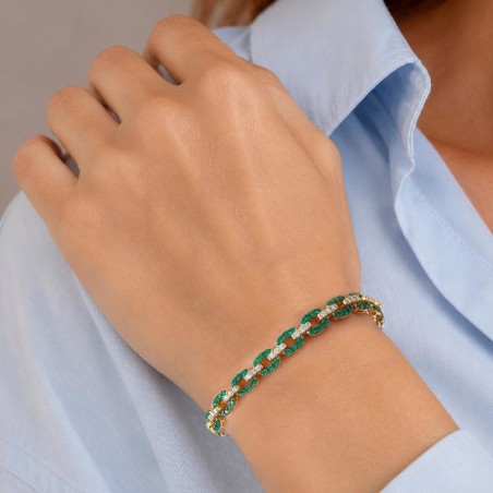 Bracciale in oro rosa 750/ooo con smeraldo e diamante naturale