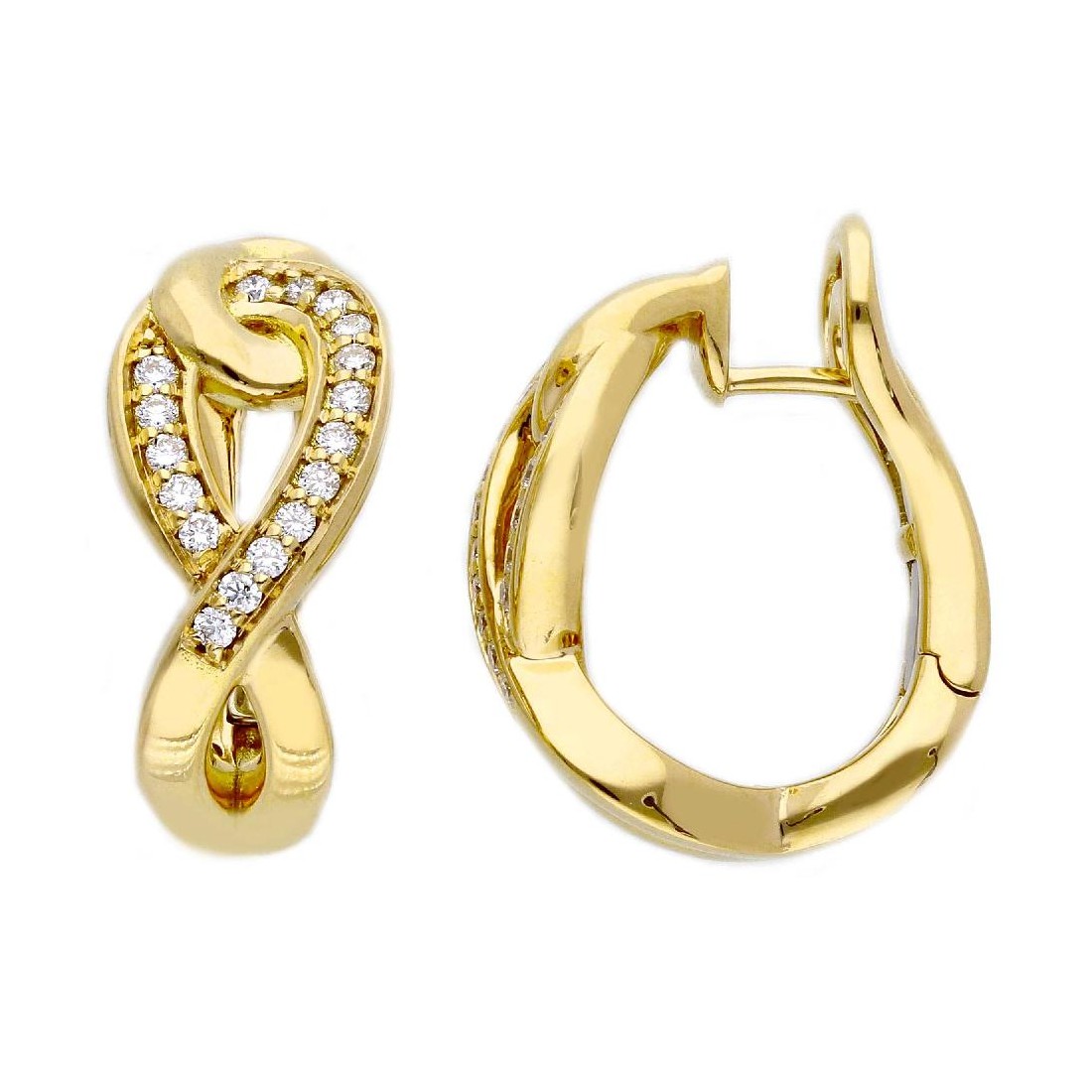 Orecchini cerchio in oro giallo 750/ooo con diamante naturale