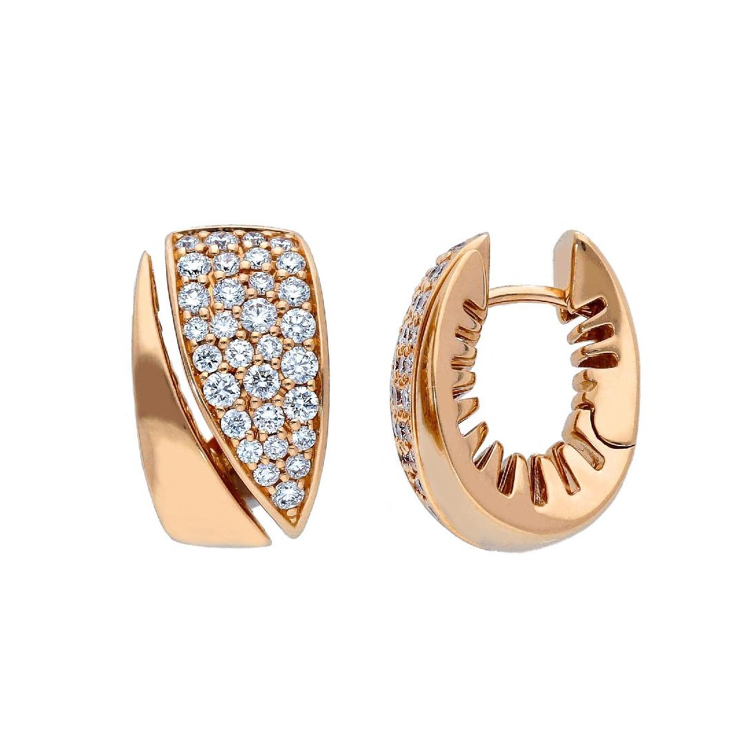Orecchini cerchio in oro rosa 750/ooo con diamante naturale