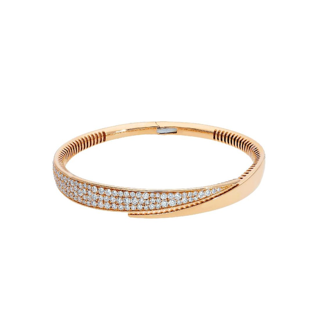 Bracciale rigido in oro rosa 750/ooo con diamantenaturale