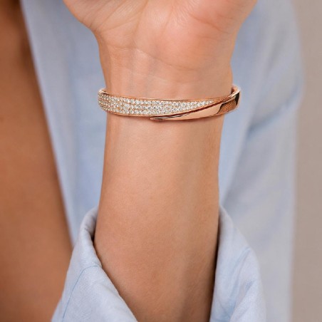Bracciale rigido in oro rosa 750/ooo con diamantenaturale