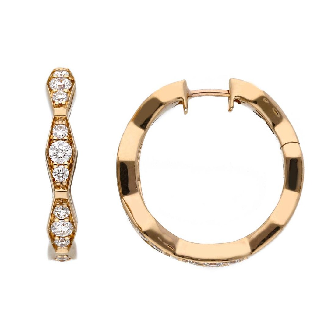Orecchini cerchio in oro rosa 750/ooo con diamante naturale