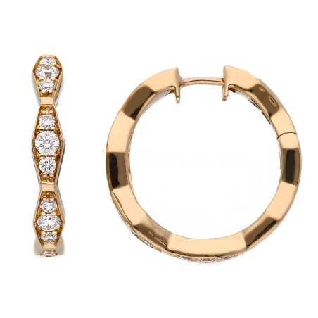 Orecchini cerchio in oro rosa 750/ooo con diamante naturale