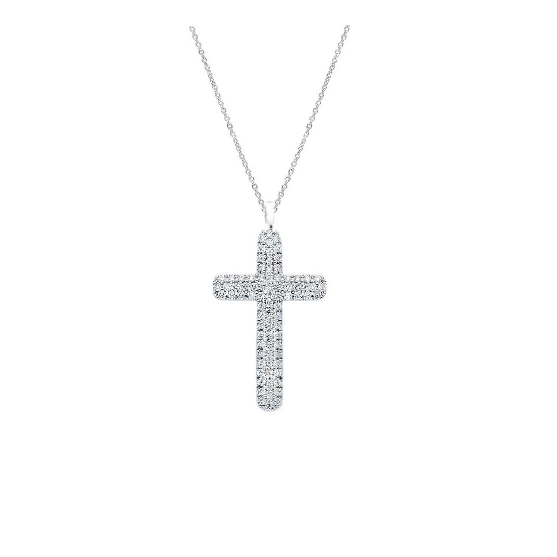 Girocollo con croce in oro bianco 750/ooo con diamanti naturali
