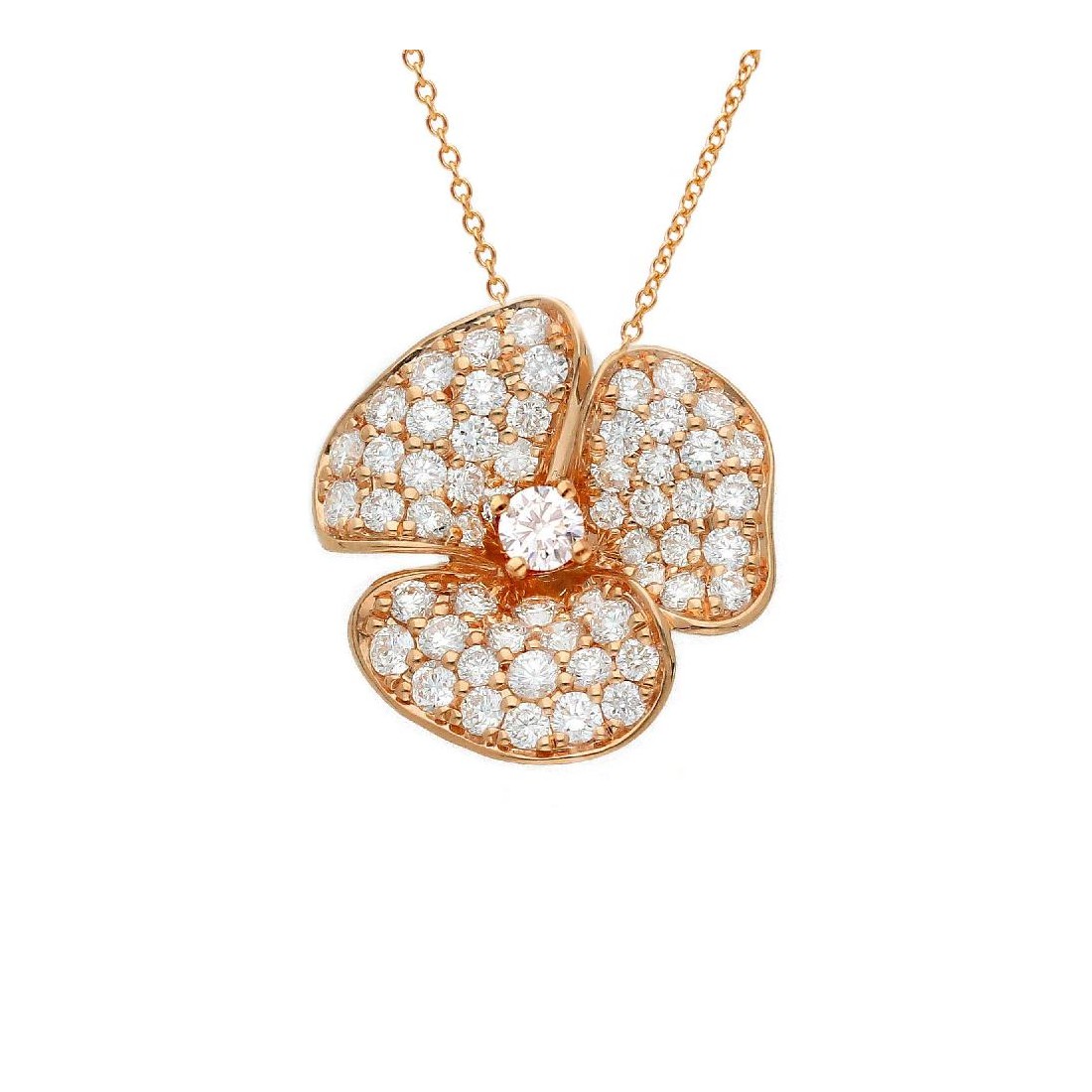 Girocollo con fiore in oro rosa 750/ooo con diamante naturale