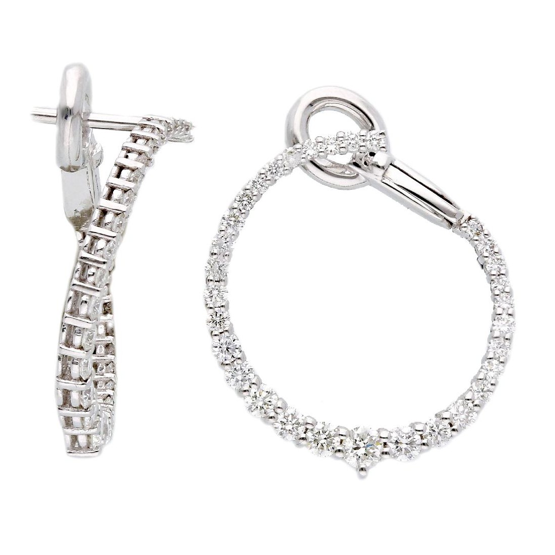 Orecchini cerchio in oro bianco 750/ooo con diamanti naturali