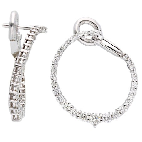 Orecchini cerchio in oro bianco 750/ooo con diamanti naturali