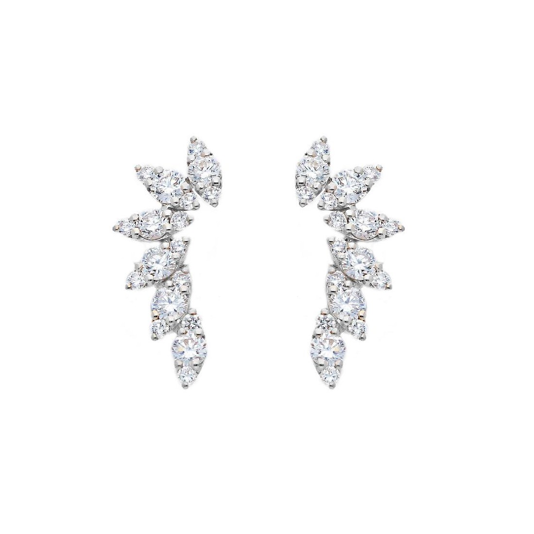 Orecchini lobo in oro bianco 750/ooo con diamante naturale