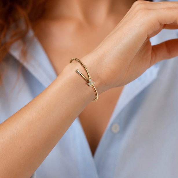 Bracciale rigido in oro giallo 750/ooo con diamante naturale