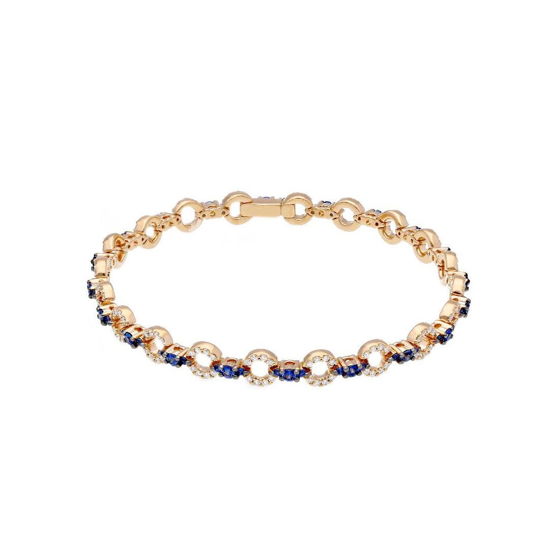 Bracciale in oro rosa 750/ooo con zaffiro e diamanti naturali