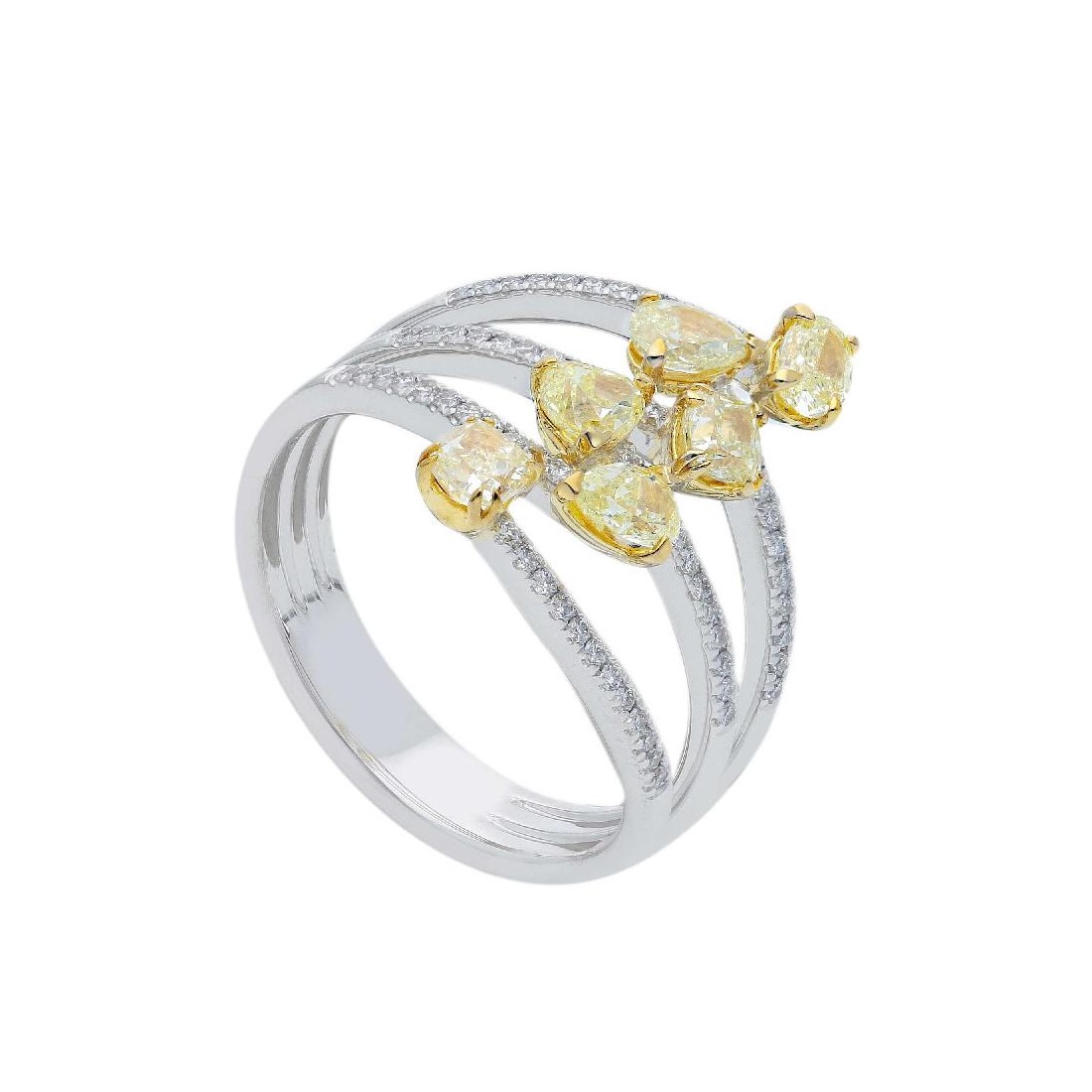Anello in oro bianco 750/ooo con diamante fancy ebianchi naturali