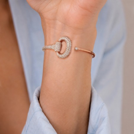 Bracciale rigido in oro rosa 750/ooo con diamanti naturali