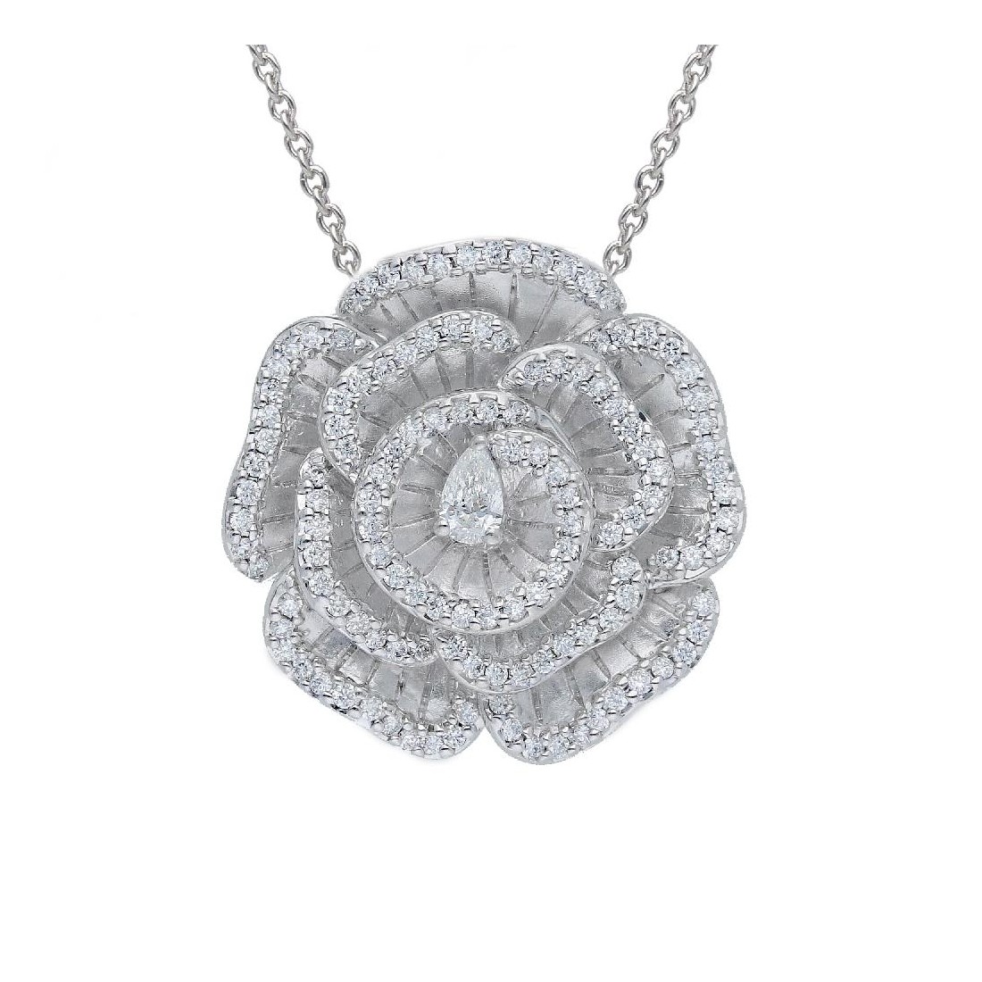 Girocollo fiore in oro bianco 750/ooo con diamante naturale