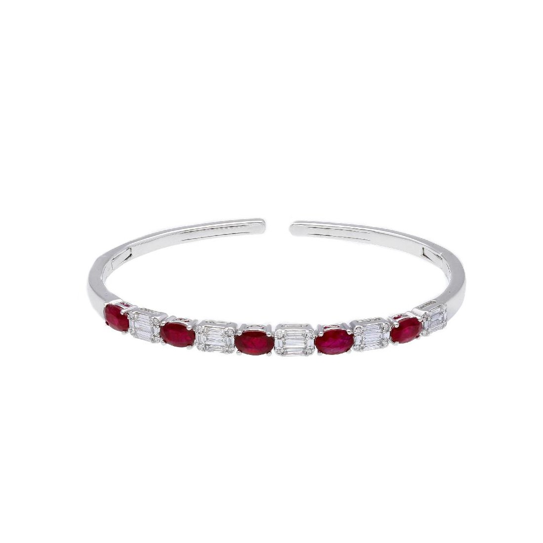 Bracciale rigido in oro bianco 750/ooo con diamanti naturali e rubino