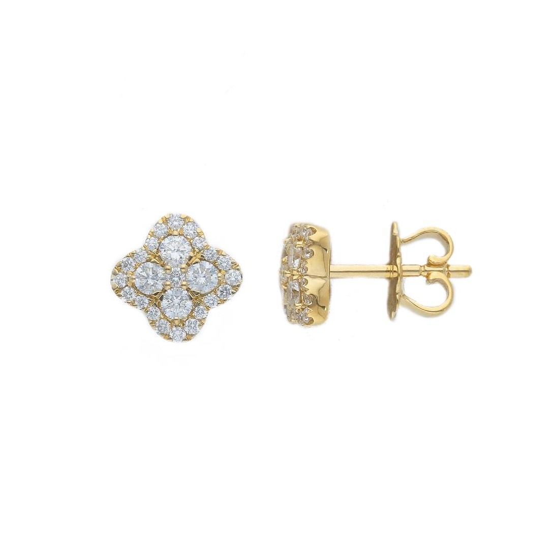 Orecchini lobo in oro giallo 750/ooo con diamantenaturale