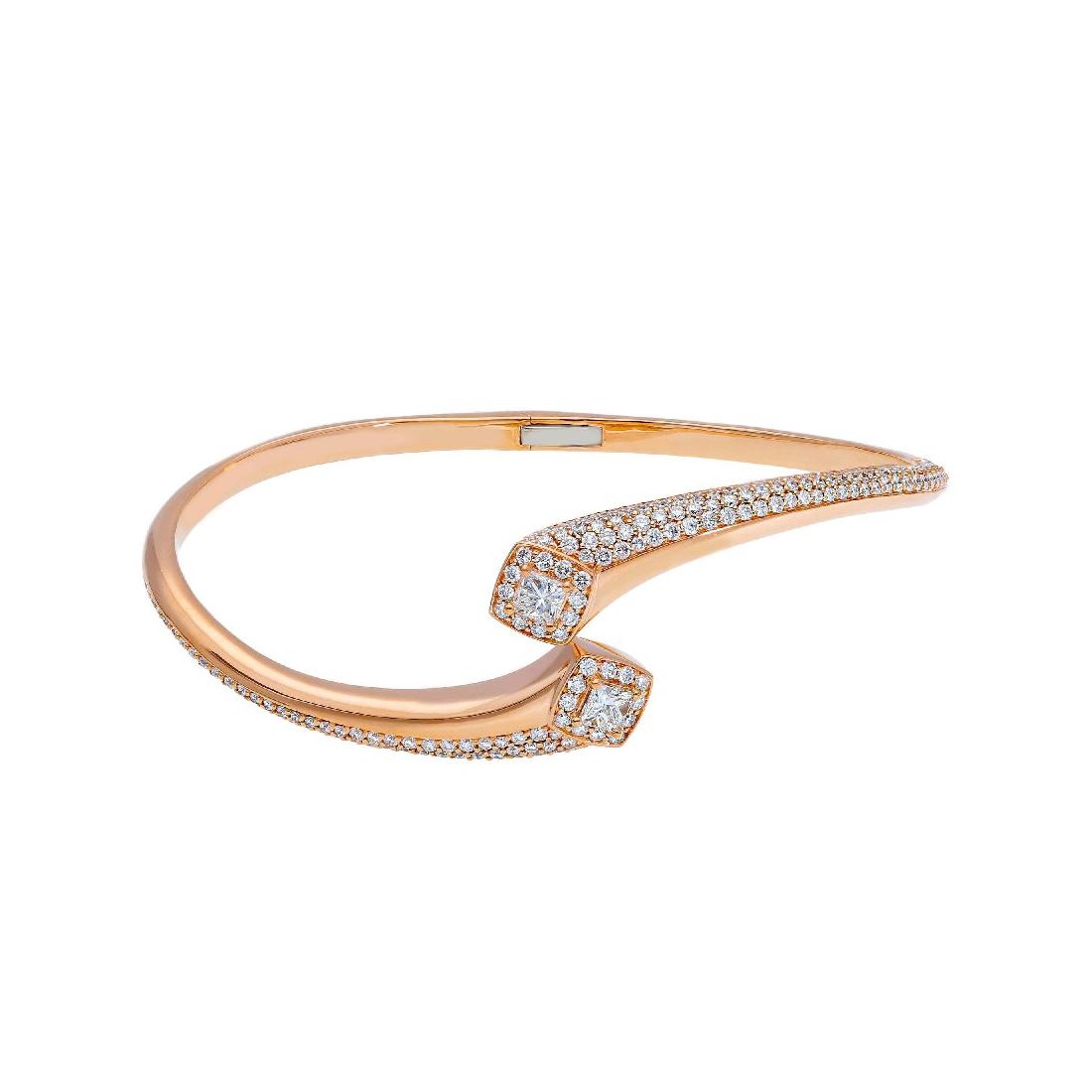Bracciale rigido in oro rosa 750/ooo con diamantenaturale