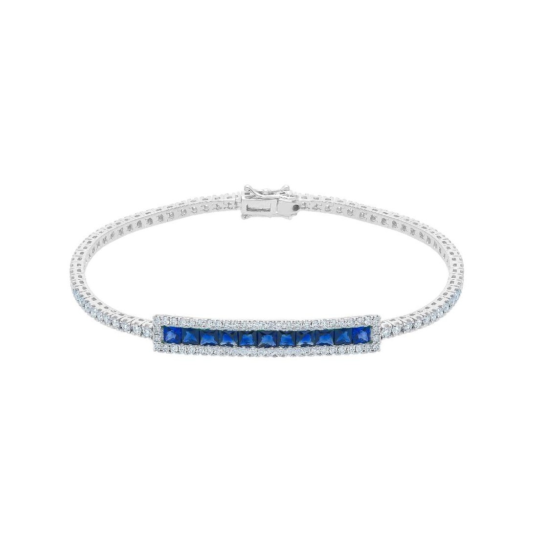Bracciale in oro bianco 750/ooo con diamante naturale e zaffiro
