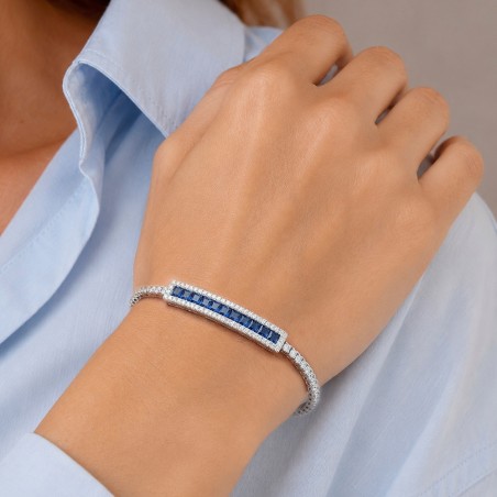 Bracciale in oro bianco 750/ooo con diamante naturale e zaffiro