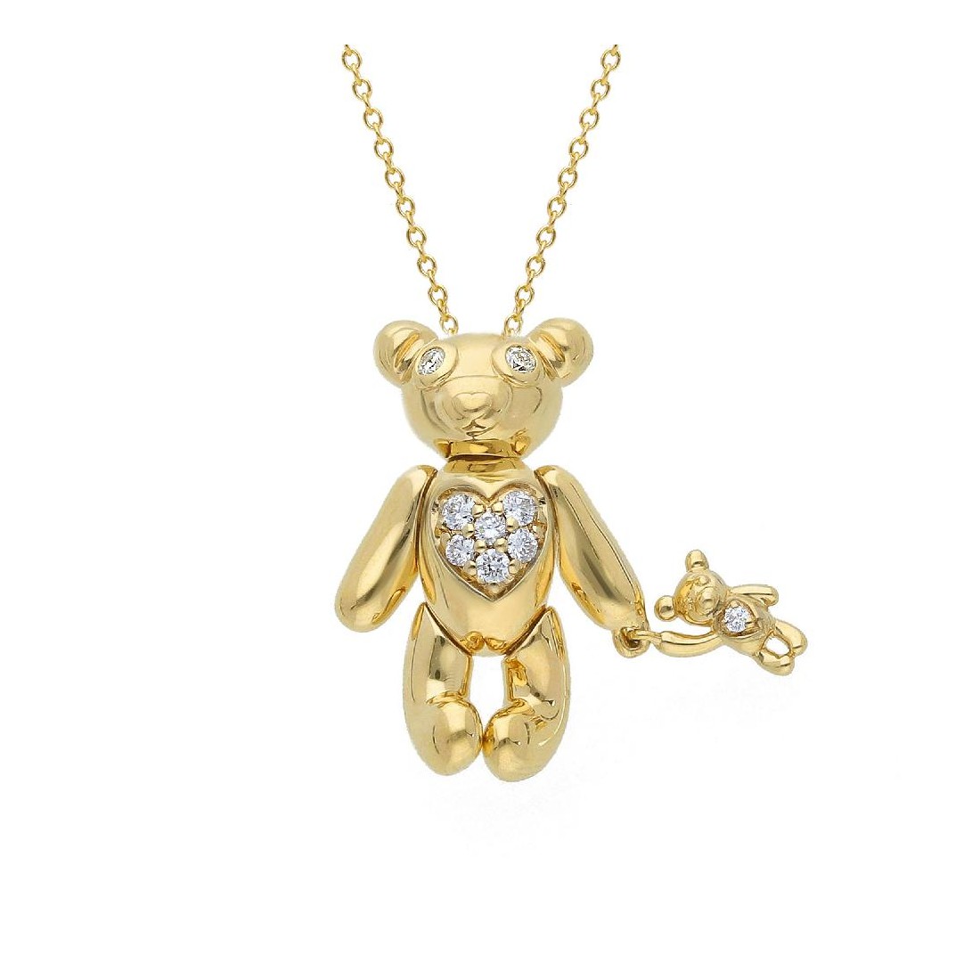 Girocollo con orsetto in oro giallo 750/ooo con diamanti naturali