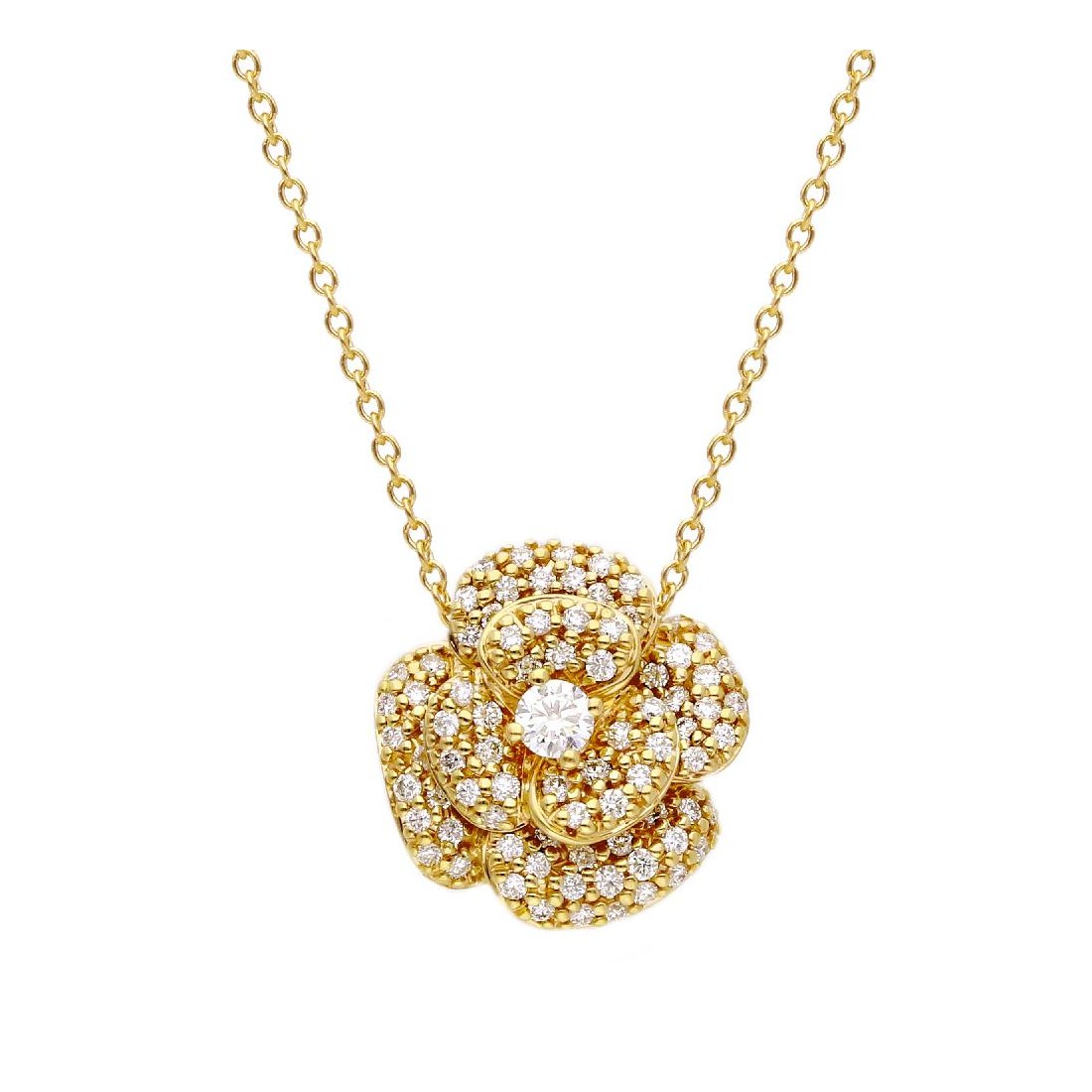 Girocollo fiore in oro giallo 750/ooo con diamante naturale