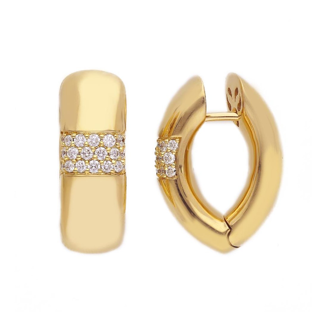 Orecchini cerchio in oro giallo 750/ooo con diamante naturale
