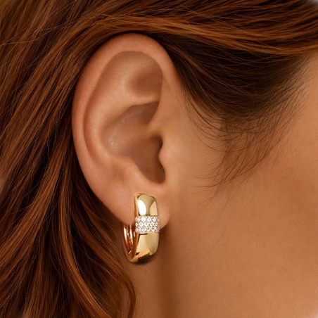 Orecchini cerchio in oro giallo 750/ooo con diamante naturale