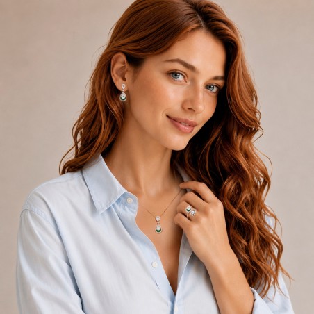 Girocollo in oro rosa 750/ooo con diamante naturale e smeraldo