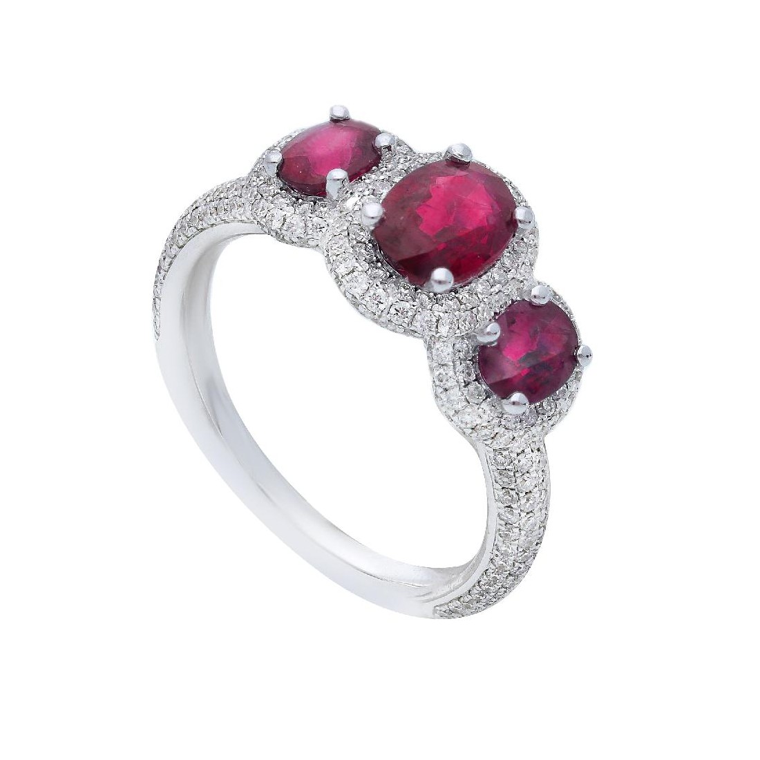 Anello in oro bianco 750/ooo con diamante naturalee rubino