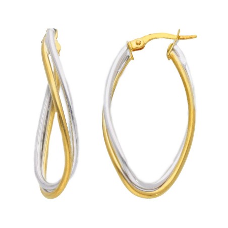 Orecchini cerchio in oro giallo e bianco 375/ooo