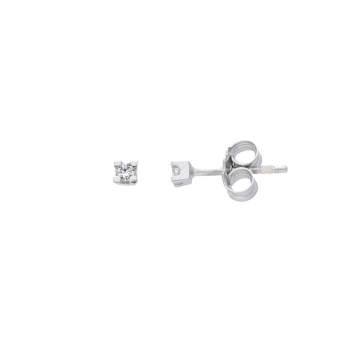 Orecchini punto luce in oro bianco 750/°°° e diamante
