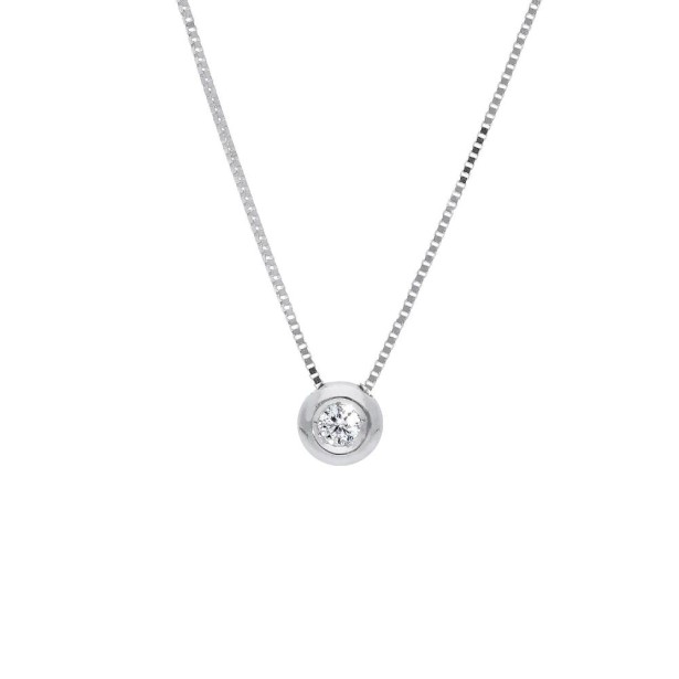 Girocollo punto luce in oro bianco 750/°°° e diamante