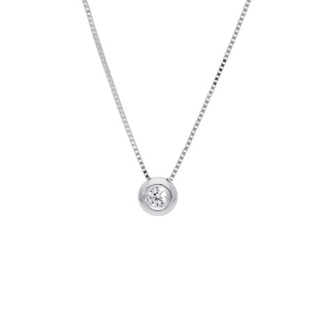 Girocollo punto luce in oro bianco 750/°°° e diamante