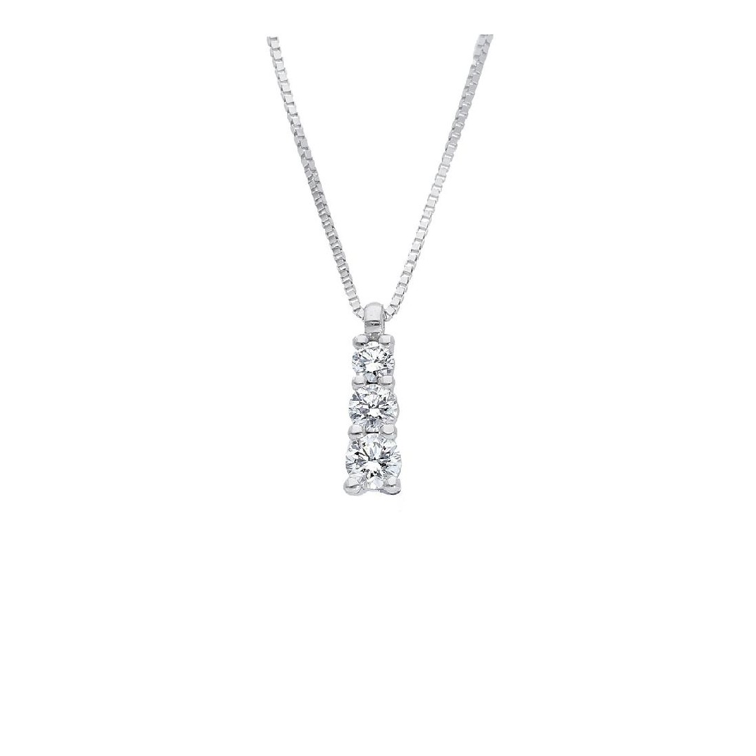 Girocollo trilogy in oro bianco 750/°°° e diamante