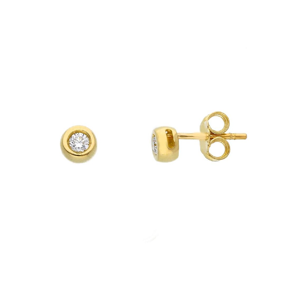 Orecchini punto luce in oro giallo 750/°°° e diamante
