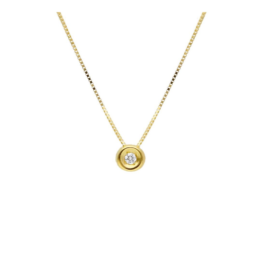 Girocollo punto luce in oro giallo 750/°°° e diamante