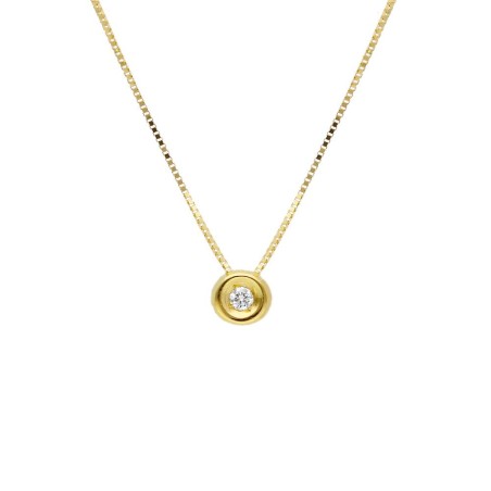 Girocollo punto luce in oro giallo 750/°°° e diamante