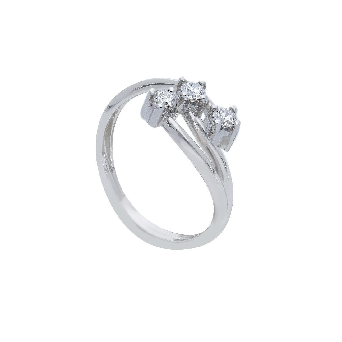 Anello trilogy in oro bianco 750/°°° e diamante