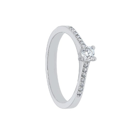 Anello solitario in oro bianco 750/ooo e diamante