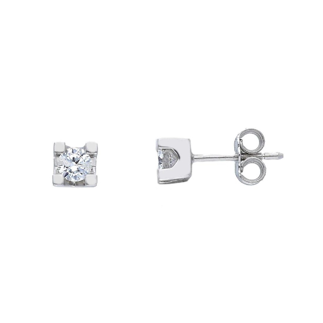 Orecchini punto luce in oro bianco 750/ooo e diamante