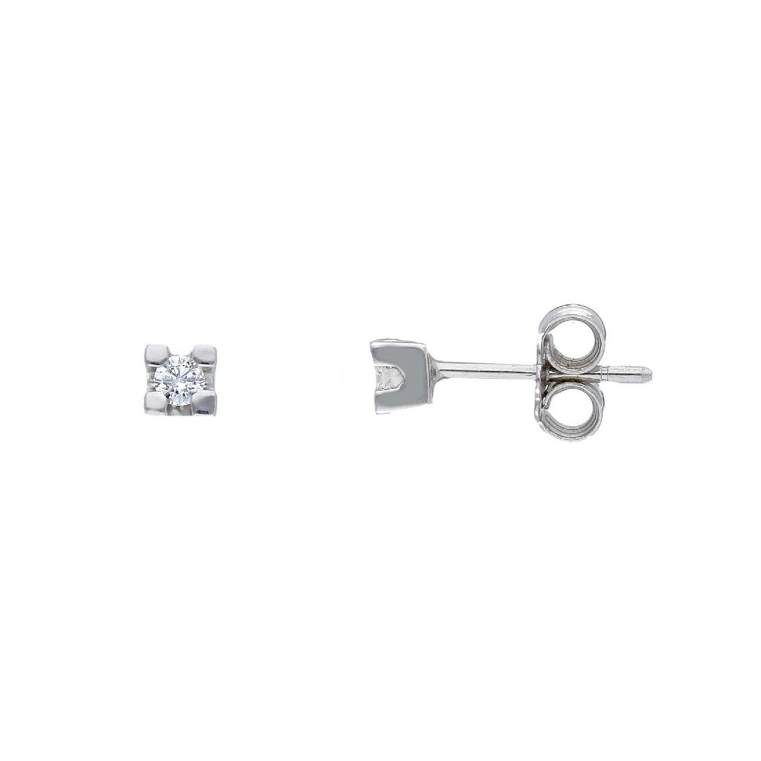 Orecchini punto luce in oro bianco 750/ooo e diamante