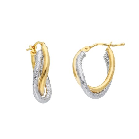 Orecchini cerchio in oro giallo e bianco 375/ooo